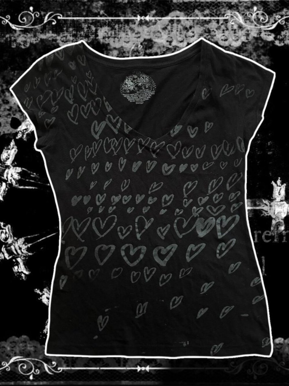 Emo Skater Girl Black Heart Graphic Tee by Stranded
